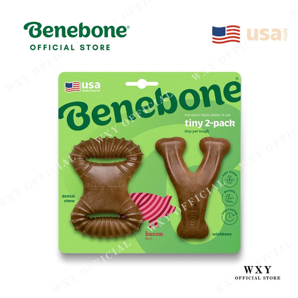 Benebone [ Tiny 2-Pack ] – Durable Dog Chew Toy – Made & Sourced In The Usa #madeinusa