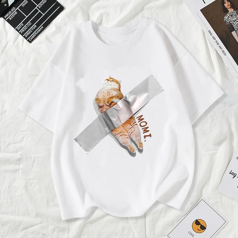 เสื้อยืดผู้หญิงแฟชั่นสาวลายการ์ตูนน่ารักฤดูร้อนเสื้อผ้าแฟชั่นส่วนเกาหลีสวมใส่สบายมาก#A194