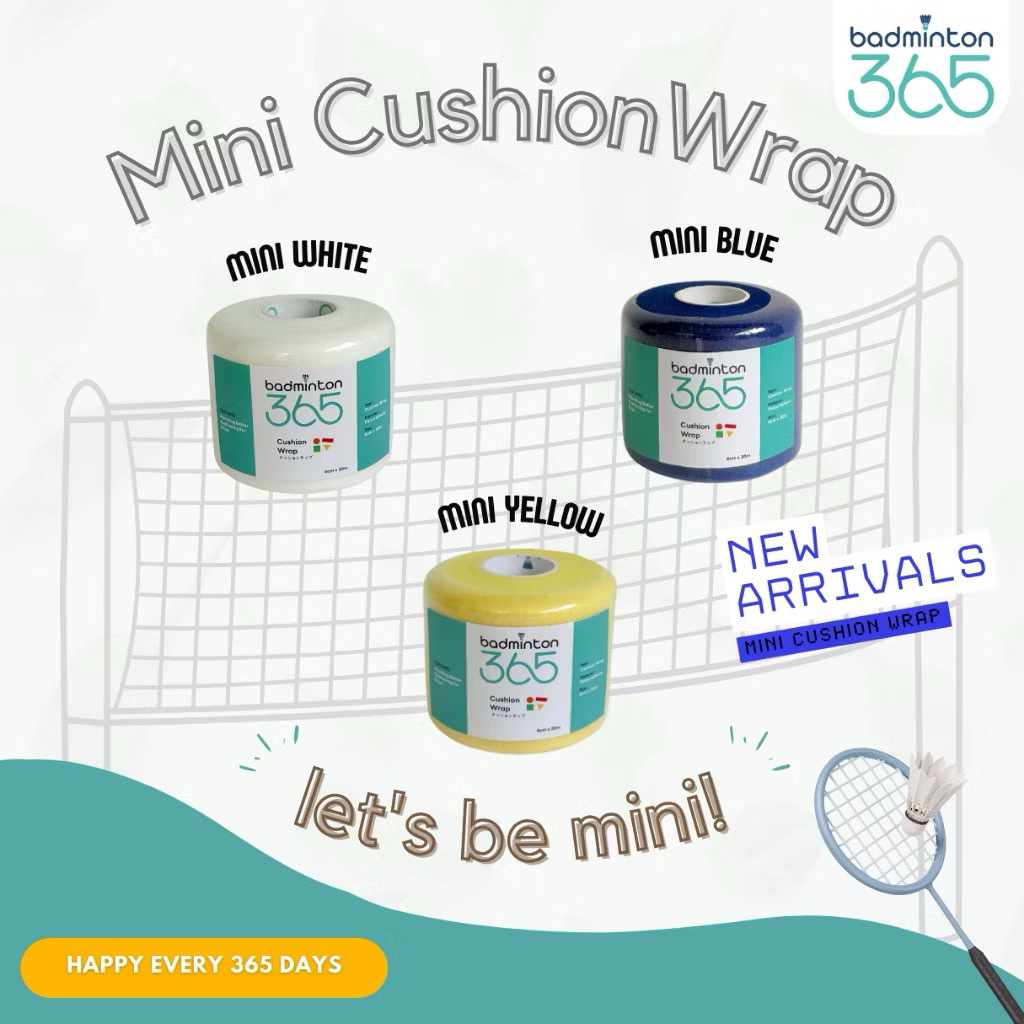 ใหม่ 🔥Mini Cushion Wrap พันด้ามไม้แบดมินตันของแท้ จาก แบรนด์ Badminton365 เพิ่มความกระชับ นุ่มมือ พก