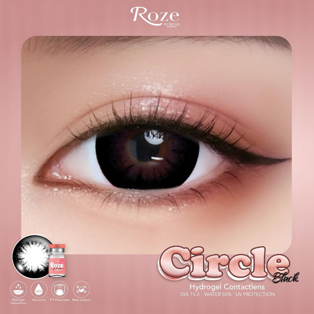 **มีค่าสายตา0.00-10.00** คอนแทคเลนส์ Hydrogel✨ขนาดบิ๊กอาย✨Black✨ Circle (Rozelens)
