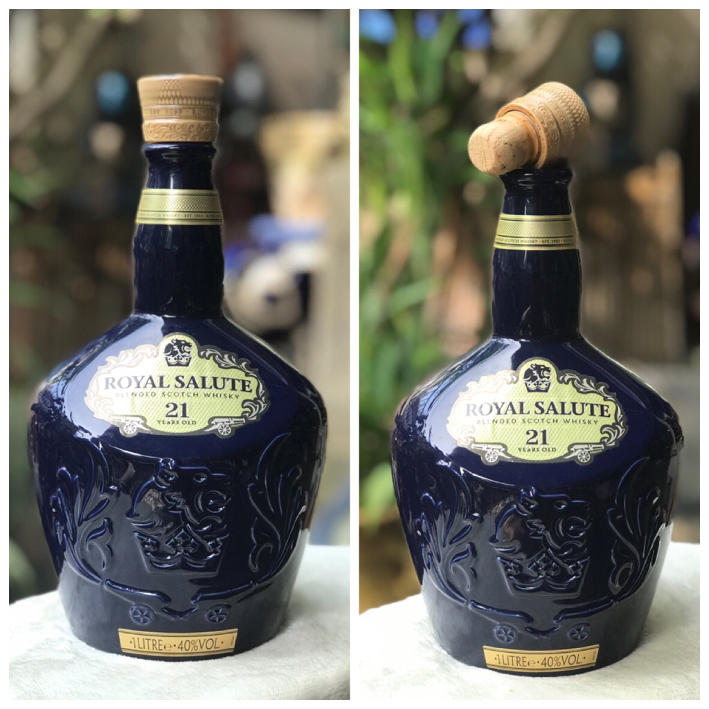 ขวดเหล้าเปล่าชีวาส ขนาด 1 LITRE ชีวาส รอยัล ซาลูท CHIVAS  ROYAL SALUTE 21 Years Old เนื้อเซรามิคสีกร