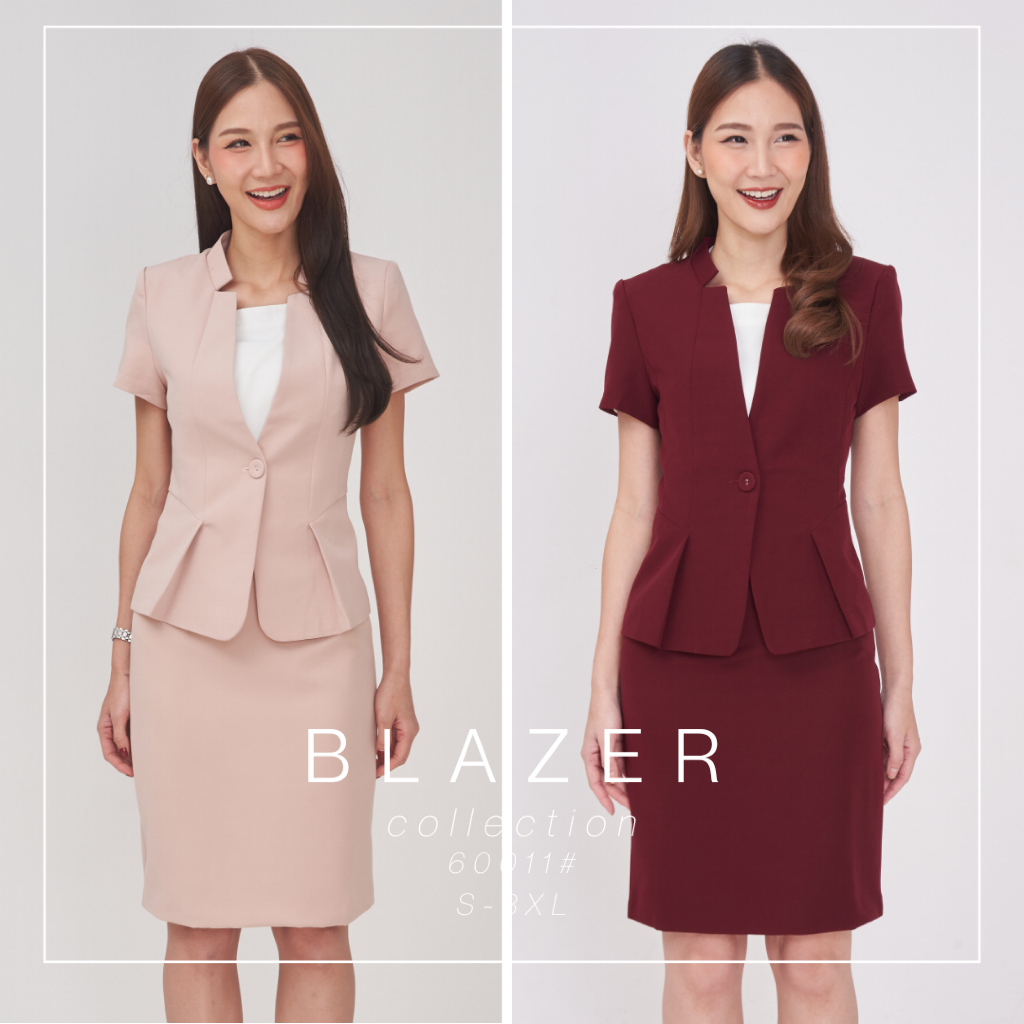 Laboratory เสื้อสูทแขนสั้น 60011# ทรงคอแฉกแขนสั้น ติดกระดุมหน้า มีไซส์ S-2XL