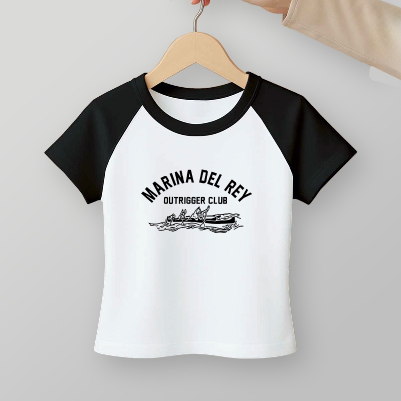 เสื้อครอปสั้น สกรีนลายตัวหนังสือy2k ครอปรัดรูป เอวลอย รูปที่ 2