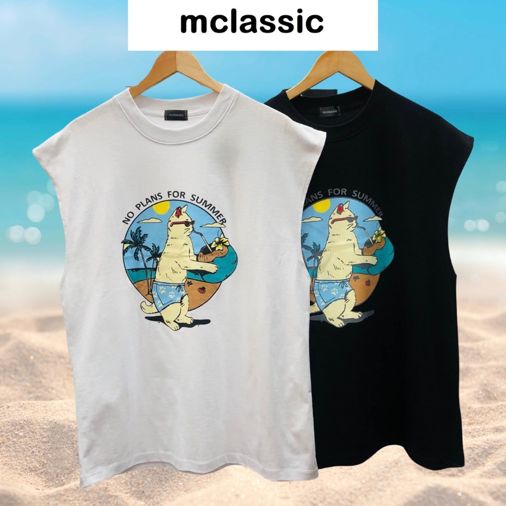 เสื้อกล้าม TANK TOP T-SHIRT OVERSIZED ฟรีไซส์ อกCHEST 44" นิ้ว ยาวLONG 28" นิ้ว