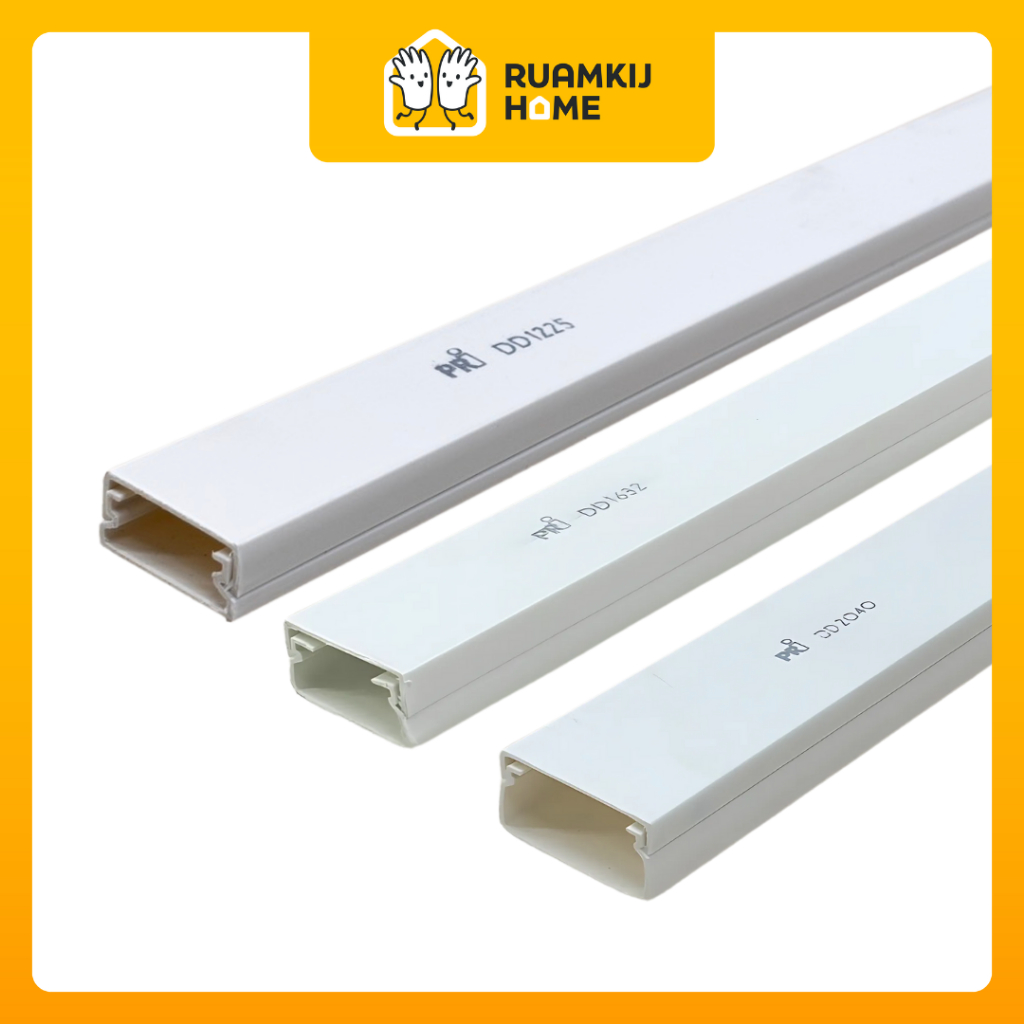 PRI DD รางเก็บสายไฟ สำหรับงานตกแต่ง รางเก็บสายไฟพลาสติก สีขาว 1-2 เมตร