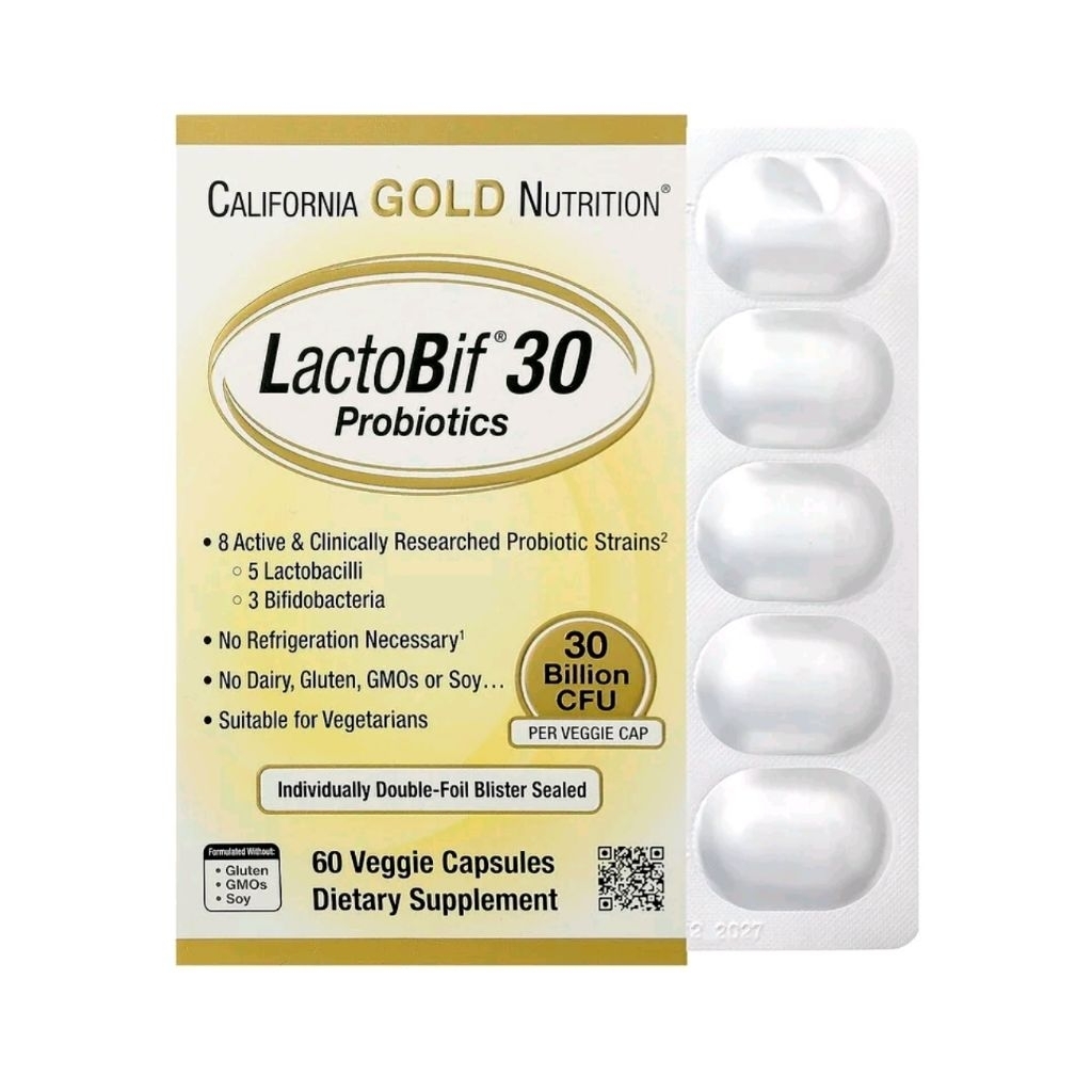 LactoBif® California Gold Nutrition Probiotics 5 , 30 พันล้านตัว โพรไบโอติก โปรไบโอติก probiotic
