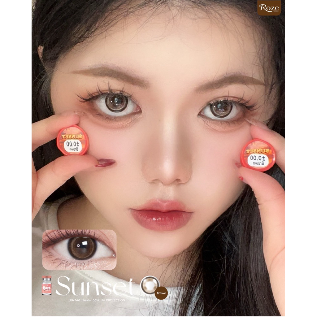 Bigeye Sunset สีเทา สีน้ำตาล  ✨คอนเเทคเลนส์กรองเเสง✨ขนาดไซส์กลาง Rozelens Roze - รูปที่ 6