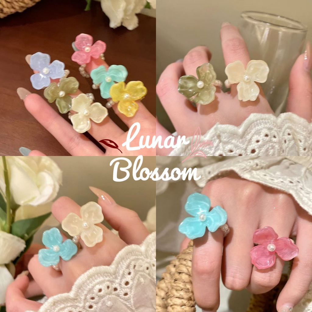 Lunar Blossom แหวนดอกไม้สไตล์เกาหลี เสริมดวง มินิมอล น่ารักๆ ลายดอกไม้แหวนแฟชั่น พร้อมส่งจากไทย