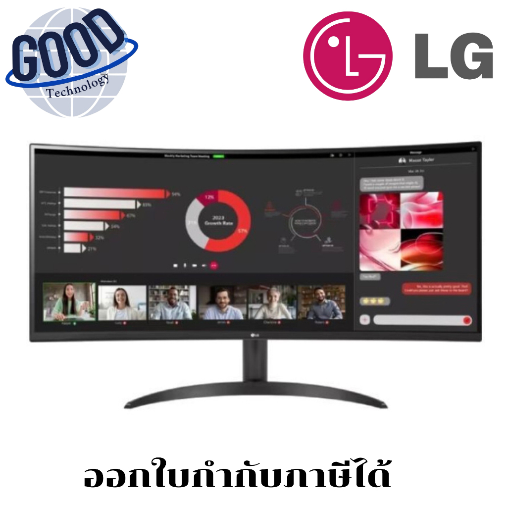 LG  MONITOR (จอมอนิเตอร์) 34 รุ่น WR50QK-B - 34 INCH VA 2K 100Hz สีดำ