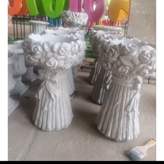 กระถางปูนปั้นช่อกุหลาบสำหรับใส่ต้นไม้ตกแต่งประดับสวน,สไตล์วิ…