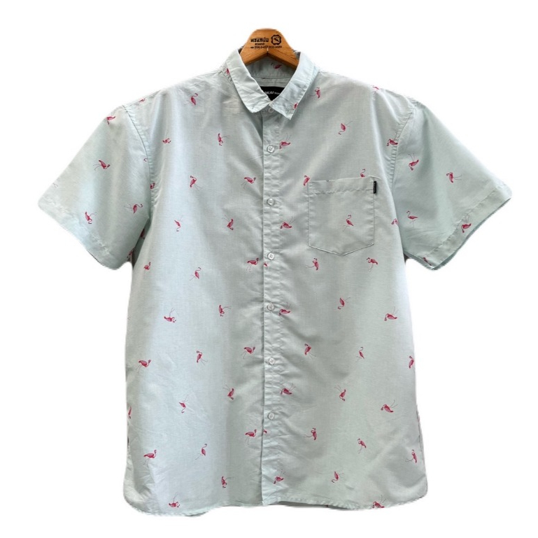 เสื้อเชิ้ต อก50 ไหล่21 ยาว30 สีเขียวอ่อน แบรนด์ Molokai 55%Cotton+45%Polyester มือสอง (Z33)