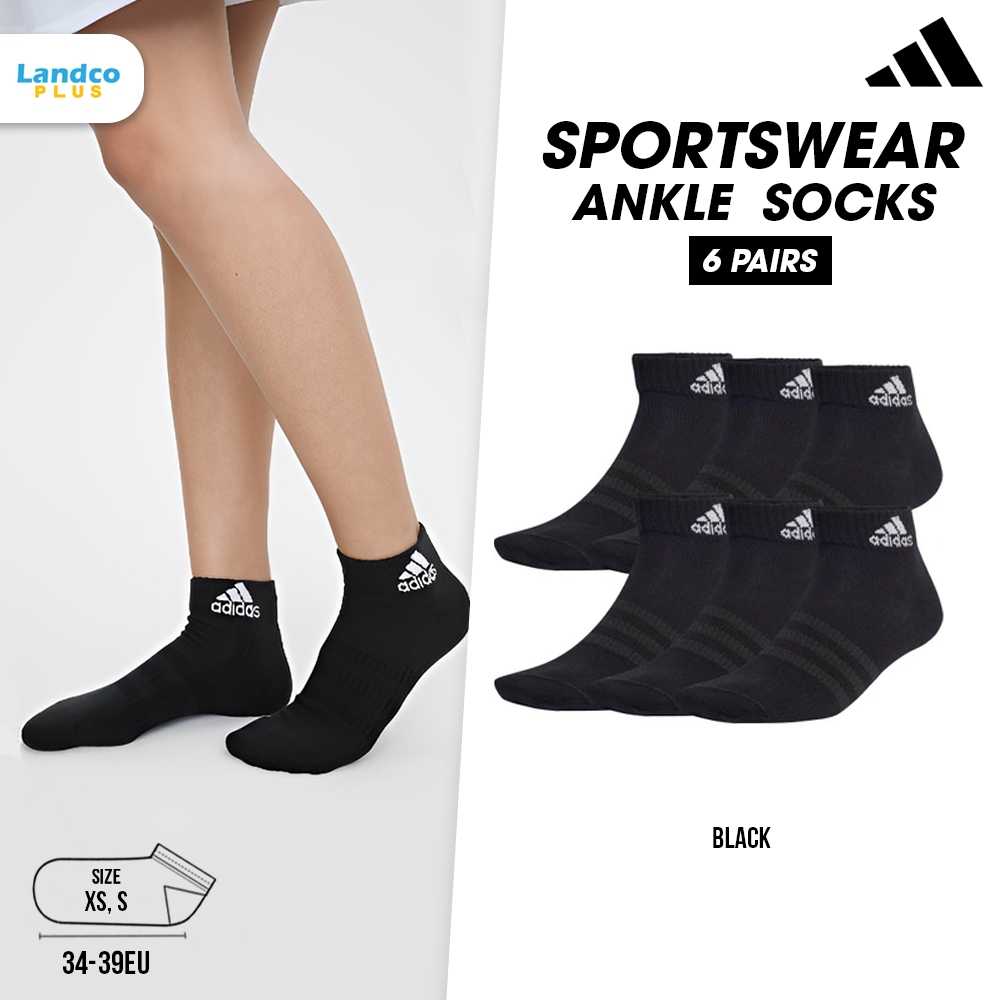 Adidas อาดิดาส ถุงเท้าข้อสั้น ถุงเท้าสีดำ Socks Thin and Light Sportswear Ankle 6 Pairs IC1293 (700)