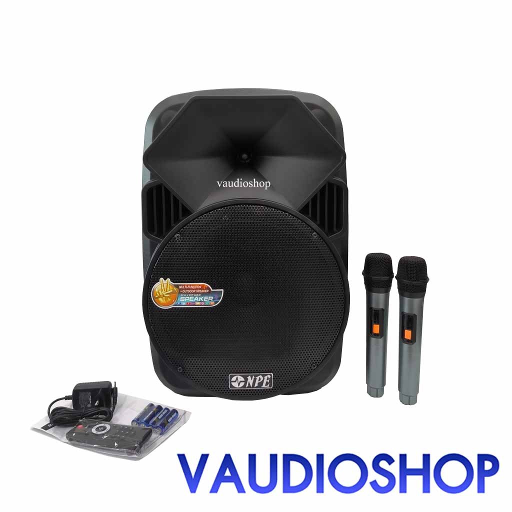 NPE TB-12BAT ตู้ลำโพง 12” มีแอมป์ในตัว ชาร์จแบต NPE TB12BAT (Bluetooth/USB/ไมค์ลอย 2ตัว) เอ็นพีอี ลำ
