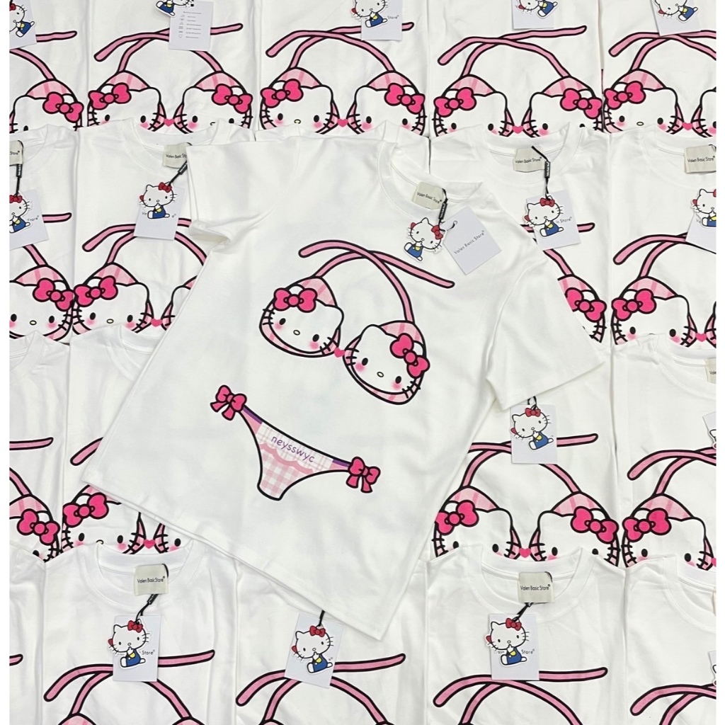 🍊 VL “Hello kitty T-shirt“ เสื้อยืดคอกลมแขนสั้น ลายคิตตี้น่ารักมากกกก เนื้อผ้าดี น่ารักมาก งานสกรีนสีสวย คมชัด - รูปที่ 5