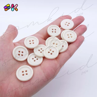 somkid กระดุมพลาสติกเนื้อดี 4รู ขอบเล็ก ขนาด 20mm(Size32L) และขนาด25mm(size40L) แซ็กเครื่องจักรได้ สอยมือได้