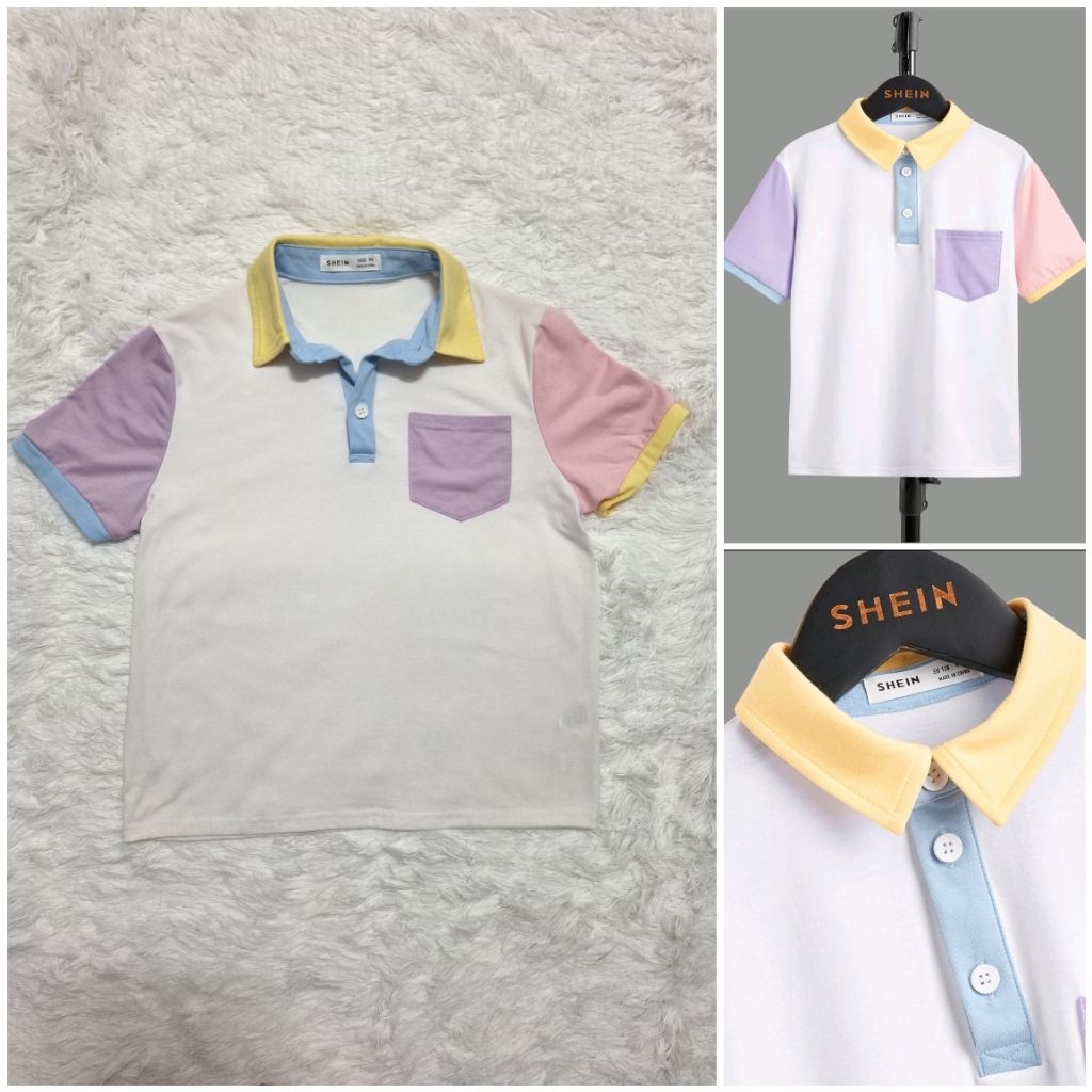 เสื้อโปโล เสื้อเชิ้ต เสื้อเด็กผู้ชาย แบรนด์shein Size9Y อกได้ถึง34