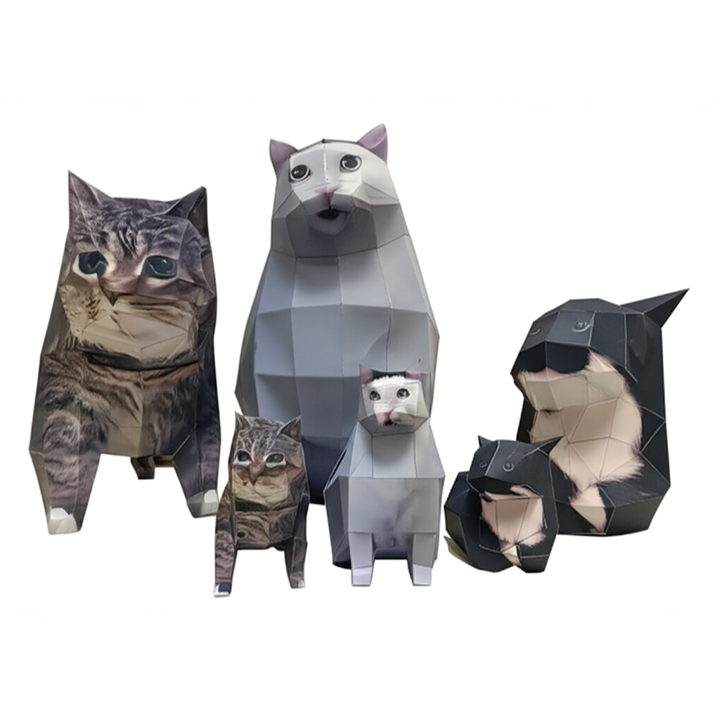 D-Craft โมเดลแมวมีม กระดาษ 3 มิติ Huh?, Maxwell, Oiia Cat 3D Low Polygon Papercraft