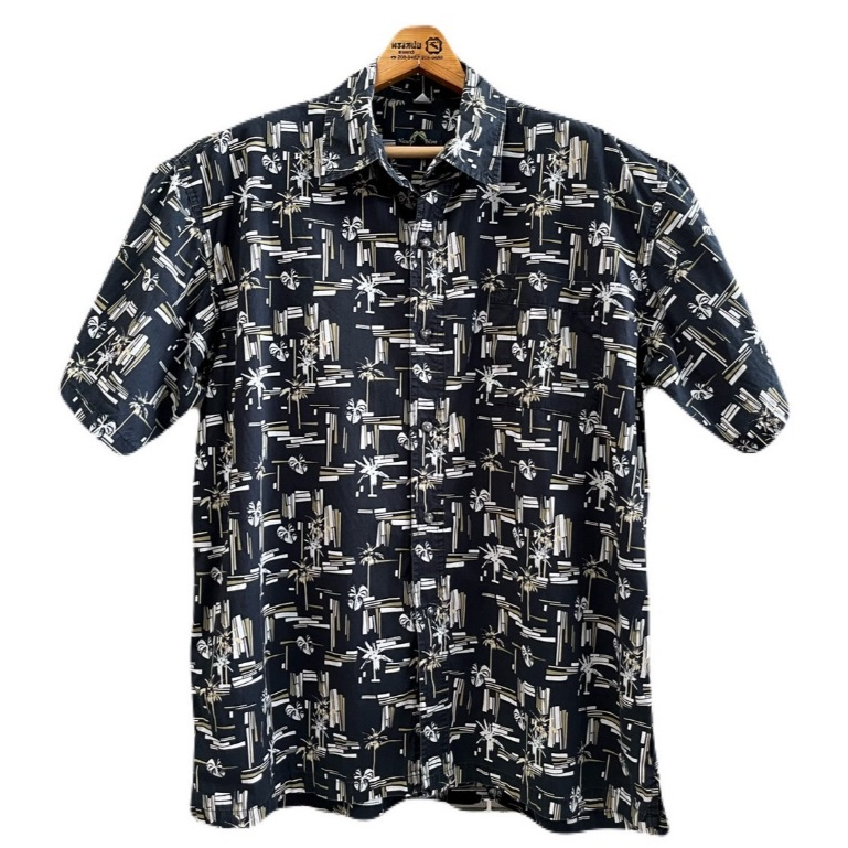 เสื้อฮาวาย อก51/ห22/ย30 แบรนด์ Newport Blue 100%Cotton มือสองสภาพดี (Z98) ซักรีดแล้ว