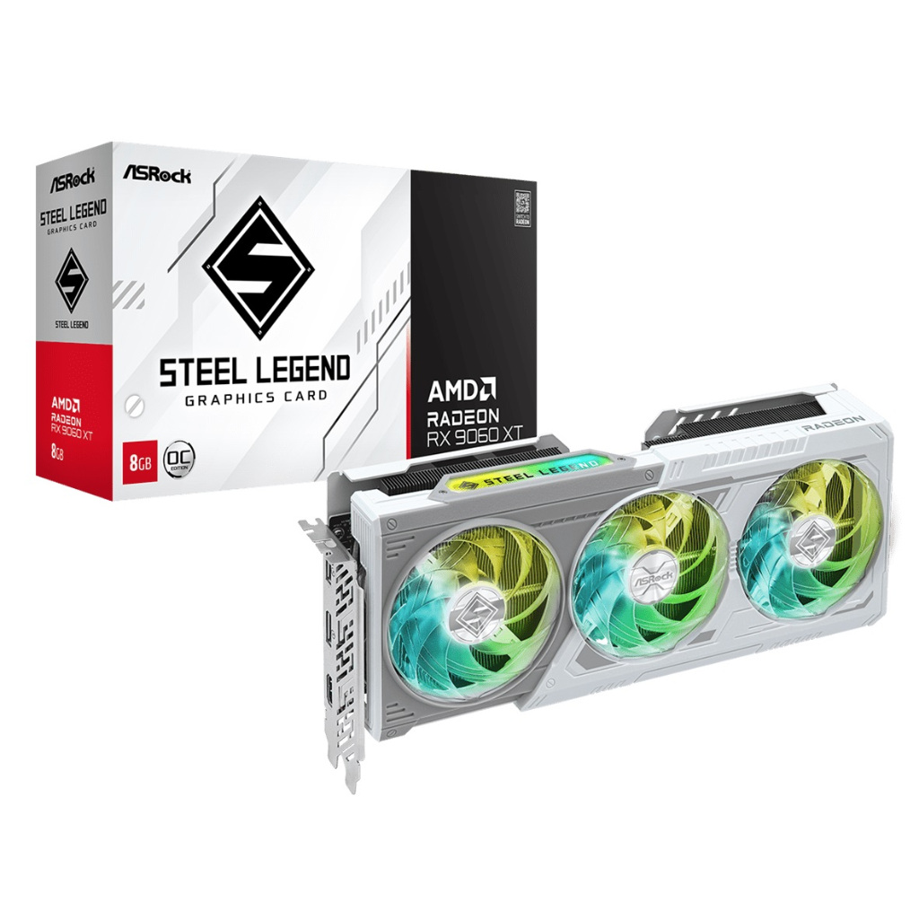 AsRock Radeon RX 9060 XT Steel Legend 8GB OC Graphics Card การ์ดจอ