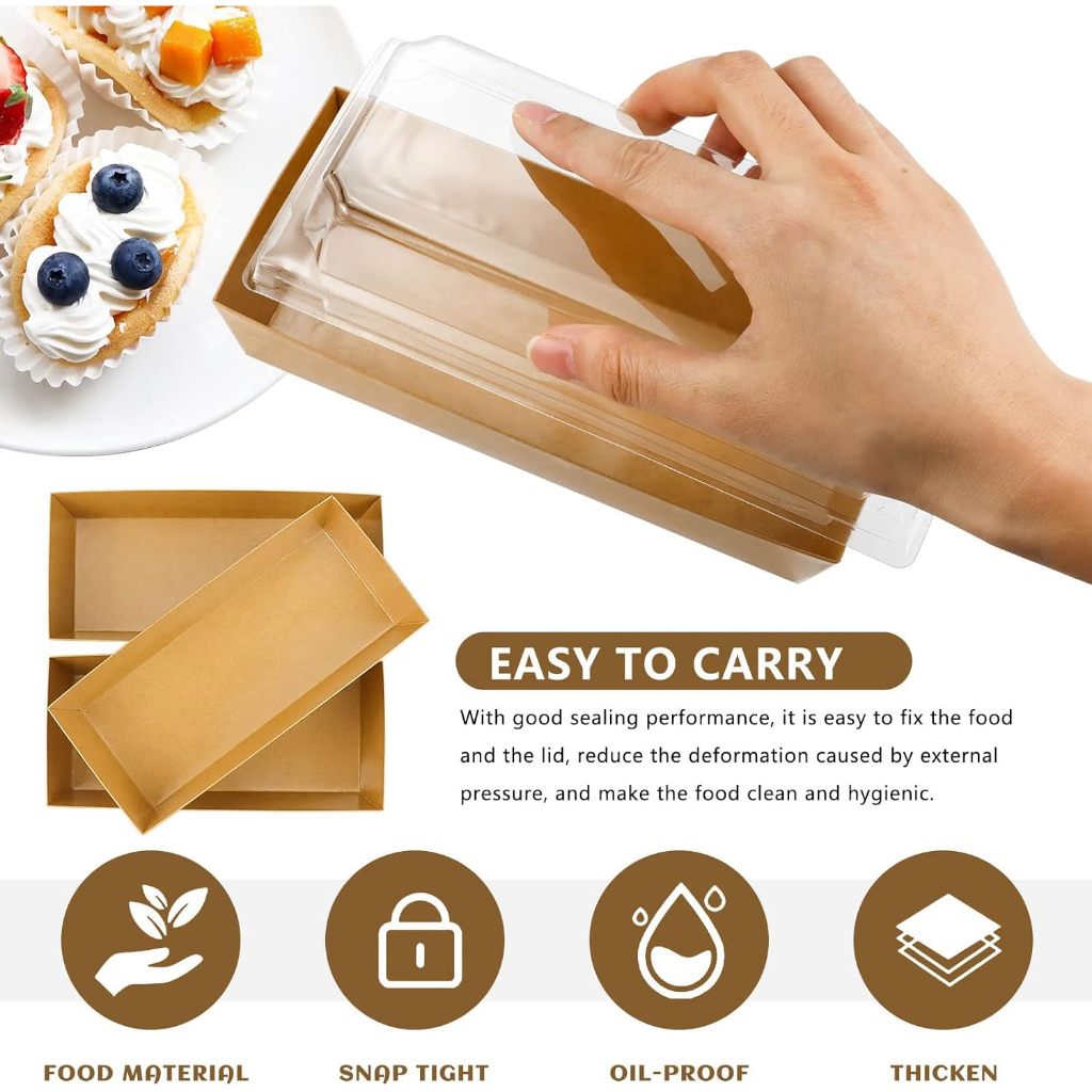 🧁กล่องเค้ก แพค50ใบ กล่องเค้กใส 2สี (ขาว/น้ำตาล) 4ขนาด! ฝา พลาสติก PET กล่องขนม กล่องแซนวิช กล่องเค้กฝาใส - รูปที่ 5