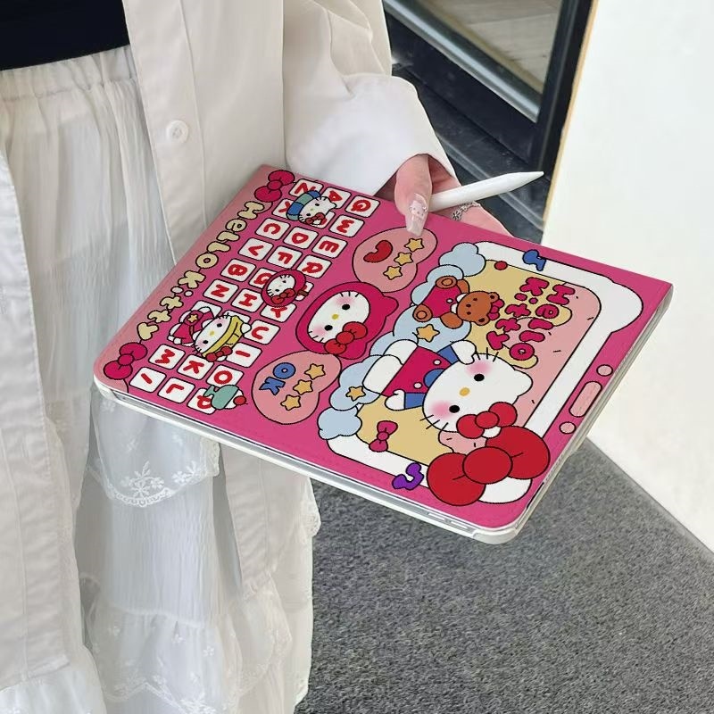 24 ชั่วโมง เคสป้องกัน iPad หมุนได้ 360°ลาย KITTY สุดน่ารัก เหมาะกับ Air7 Air6 Air8 11 ​​Gen12 Gen10 ราคา ถูกที่สุด ดีลบีเคเค แกลเลอรีภาพที่ 4