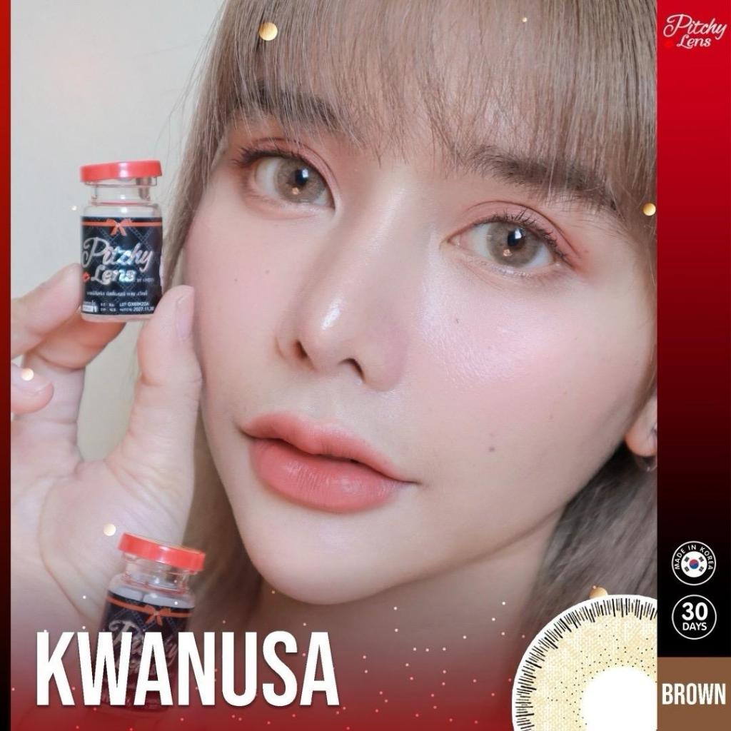 คอนแทคเลนส์บิ๊กอาย Kwanusa สีเทา สีน้ำตาล  14.5