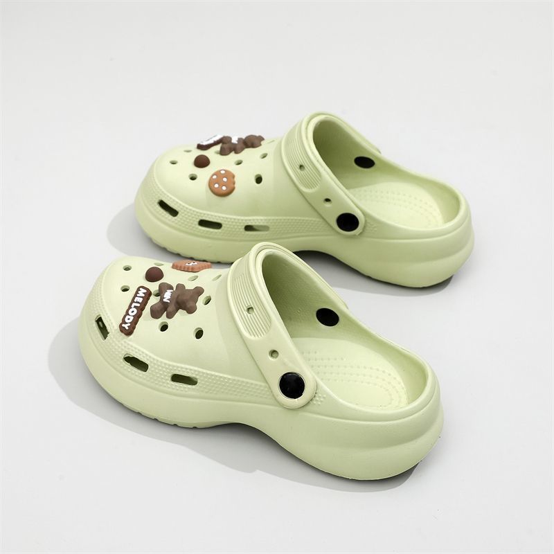 VVEE รองเท้าแตะ crocs Cartoon รองเท้าแตะแบบสวม Sandals EVA ส้นหนา 5 ซม กันลื่นและทนทาน นุ่มสบาย - รูปที่ 3
