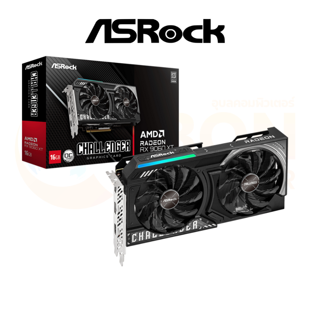 VGA การ์ดจอ ASROCK AMD RADEON RX 9060 XT CHALLENGER 16GB OC GDDR6