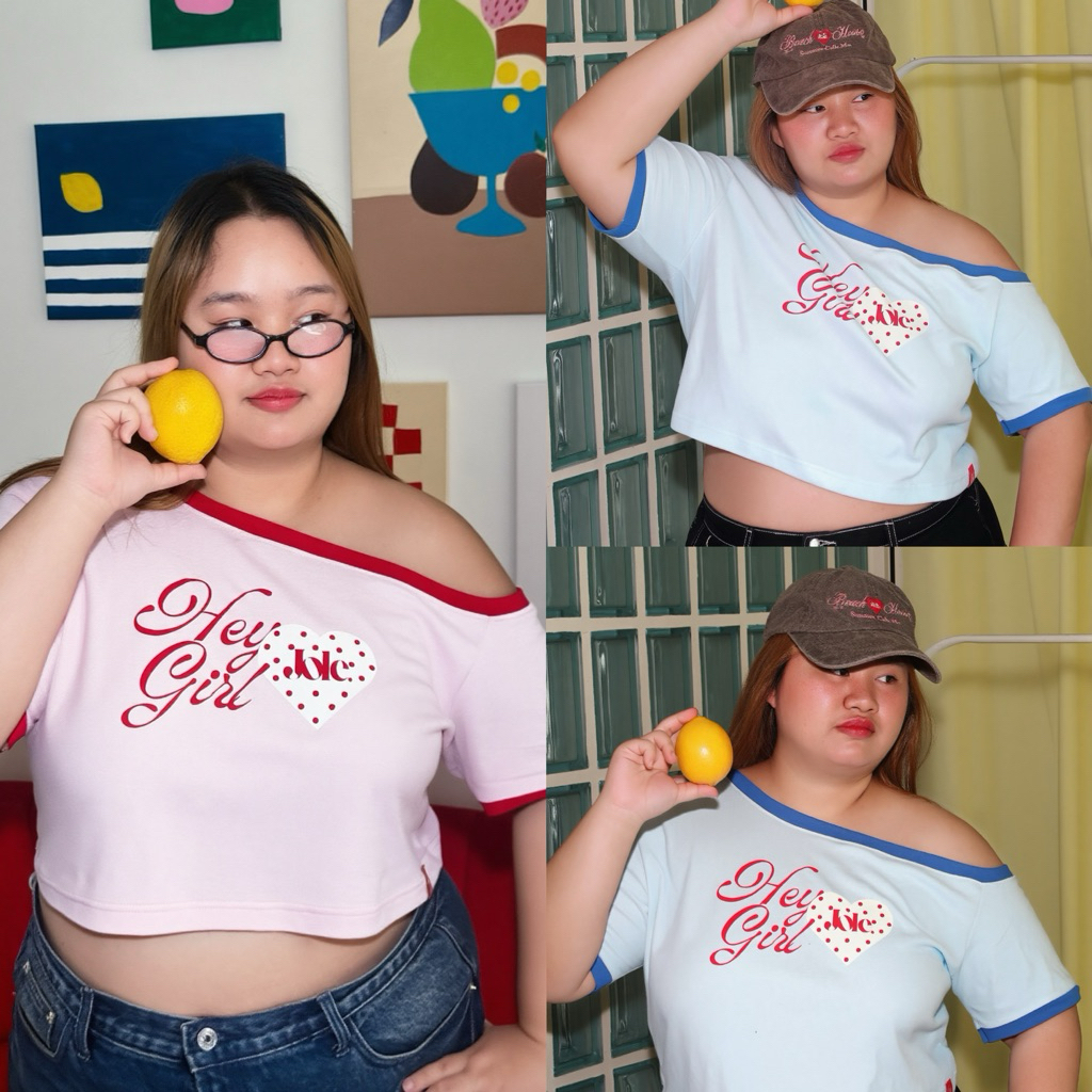 joliese | Hey girl sassy crop เสื้อครอปปาดไหล่สาวอวบ