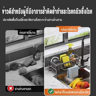 SKS พลาสติกที่วางของระบายน้ำที่วางฟองน้ำ ชั้นวางสบู่ พร้อมถาดระบายน้ํา ถอดออกได้ ที่วางฟองน้ําอ่างล้างจาน