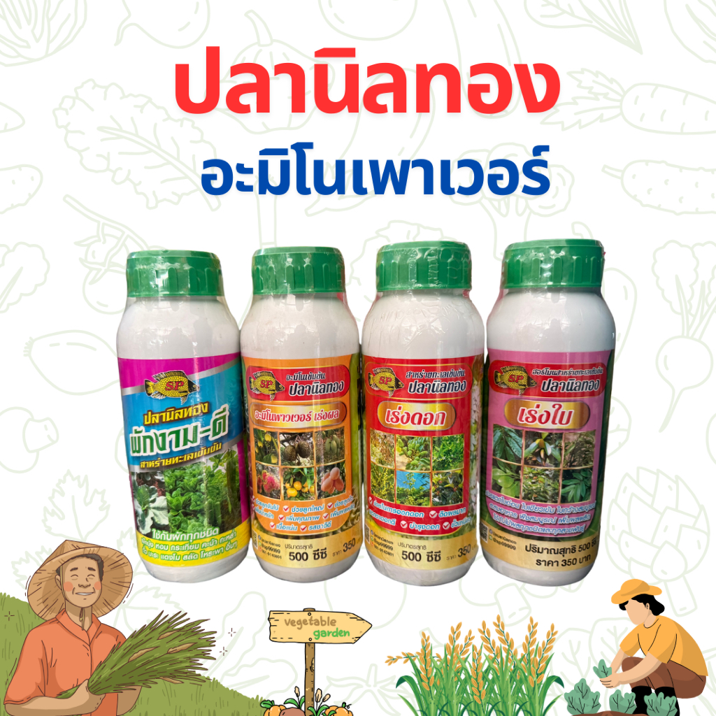 (ขนาด 500 ซีซี) อะมิโนเพาเวอร์ ปลานิลทอง สูตรเร่งใบ เร่งดอก เร่งผล ผักงาม