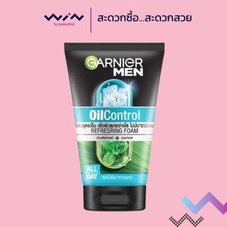 GARNIER Men Turbolight Oil Control Cooling Foam 100 ml. โฟมล้างหน้าสูตรเย็น