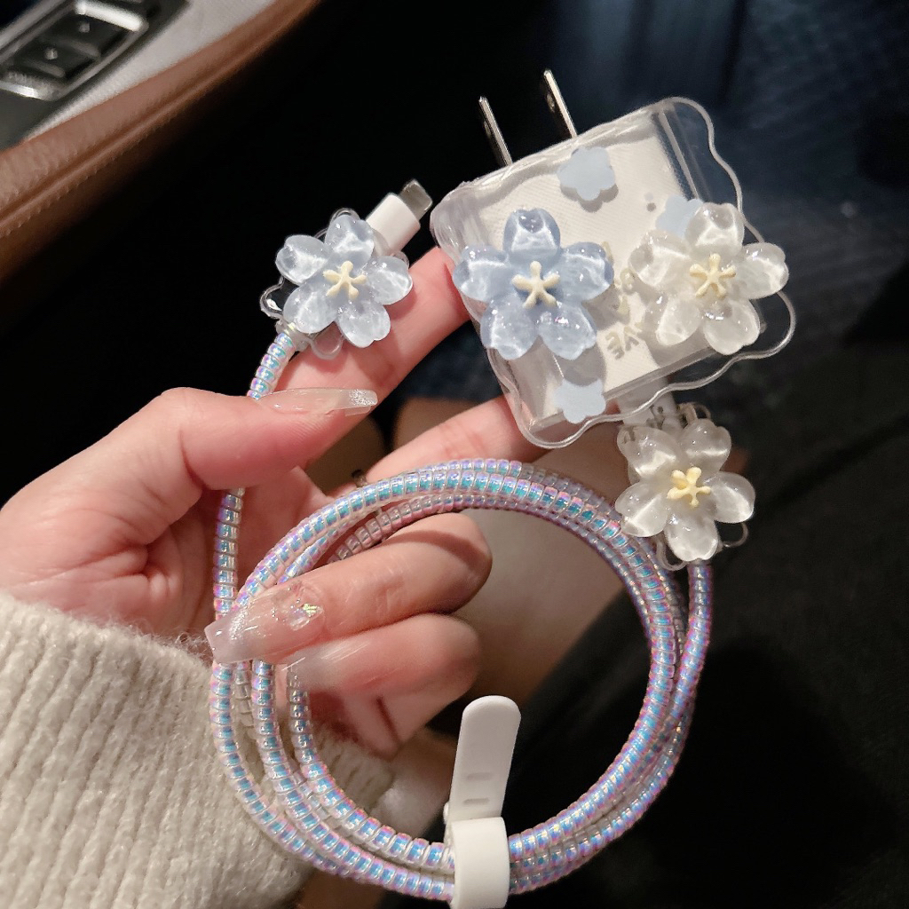 ชุดตกเเต่งสายชาร์จ ชุดถนอมสายชาร์จ ป้องกันสายหัก สำหรับ ไอโฟน 20w 18w 35W