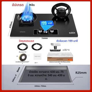 เตาแก๊ส2หัว เตาแก๊สแบบพับเก็บได้ 9KW สแตนเลสคุณภาพสูงพร้อมตัวจับเวลา 2 Burners เครื่องครัวตาราง
