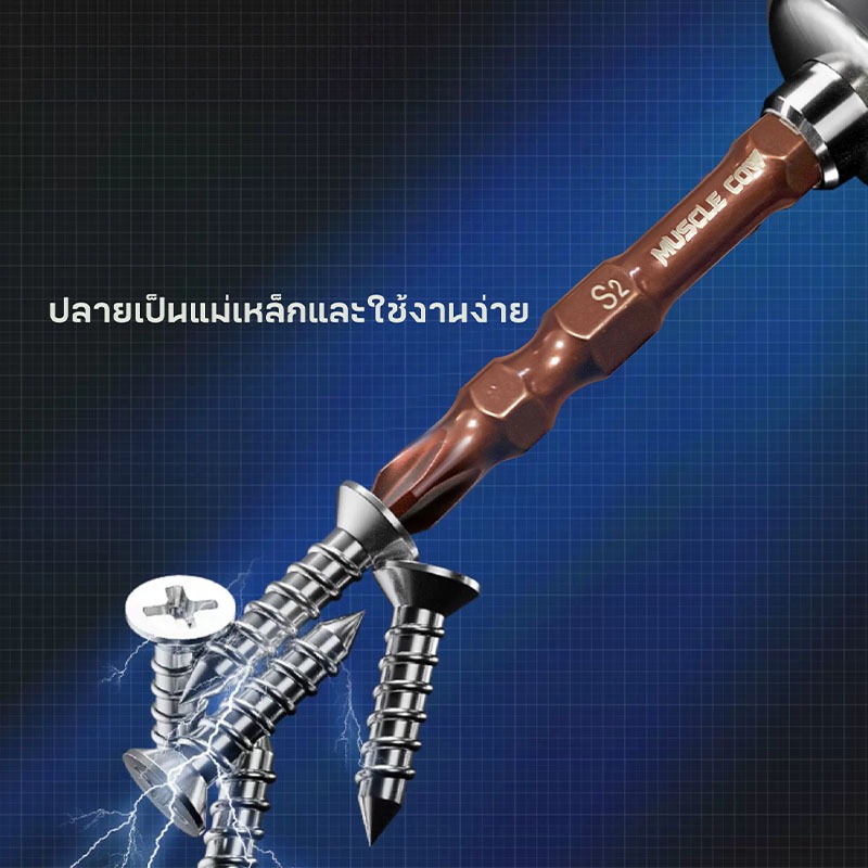 MUSCLE COW ไขควงปลายแม่เหล็ก 65 มิล ชนิดเหล็ก S2 แบบ PH2 หัวแฉกมีแม่เหล็ก ปลายสองด้าน ดอกไขควงแม่เหล็ก - รูปที่ 3