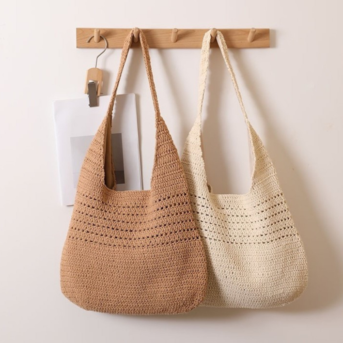 พร้อมส่ง 2 สี กระเป๋าถัก ถักเล่นลาย งานเลือกถัก ถักละเอียด มีซับใน ทรงhobo P332