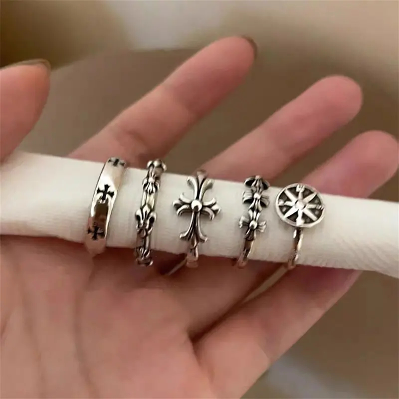 [จัดส่งจากกรุงเทพฯ] แหวนเปิดไขว้สไตล์พังค์ แหวนผู้ชายดีไซน์ย้อนยุคสีเข้ม หรูหรา น้ำหนักเบา แหวนผู้หญิง - รูปที่ 4