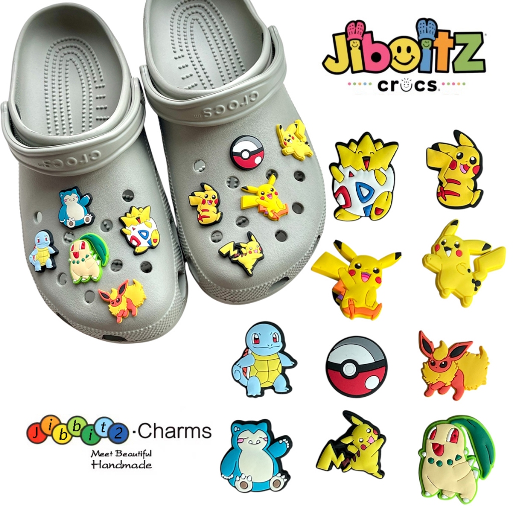 พร้อมส่ง ตัวติดรองเท้า ตัวการ์ตูนปีก้าจู จิบบิทสีเหลืองน่ารักมาก jibbitz crocs สำหรับรองเท้ามีรู DIY