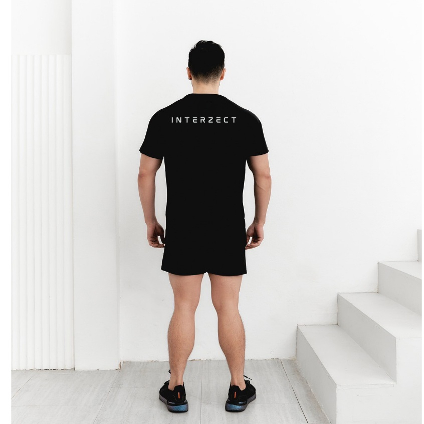 [พร้อมส่ง] Interzect : BULKING SERIES เสื้อออกกำลังกาย สีดำ รุ่น Z หน้า INTERZECT max หลัง (แขนสั้น)