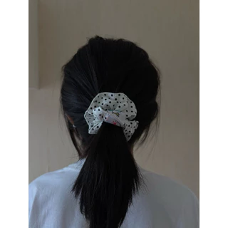teddy scrunchies ⋆⋆⋆✿ polka dot ♥️ teddy green หนังยางมัดผมลายจุด (ไซส์ปกติ)