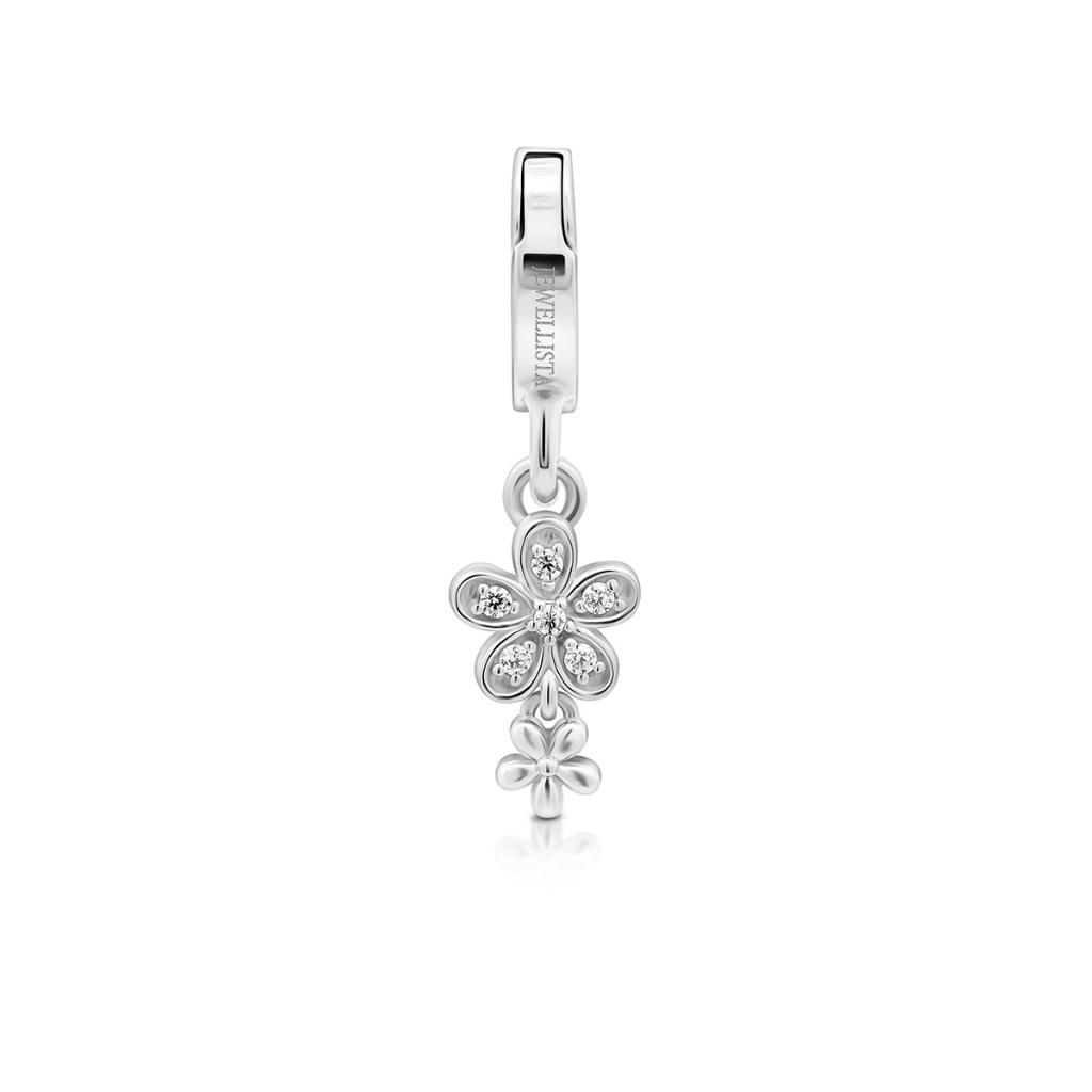 [Clearance] จี้ชาร์มเงินเเท้ 925 รุ่น DoubleFlower ประดับพลอย CZ  (เฉพาะจี้ชาร์ม ไม่รวมสร้อย)
