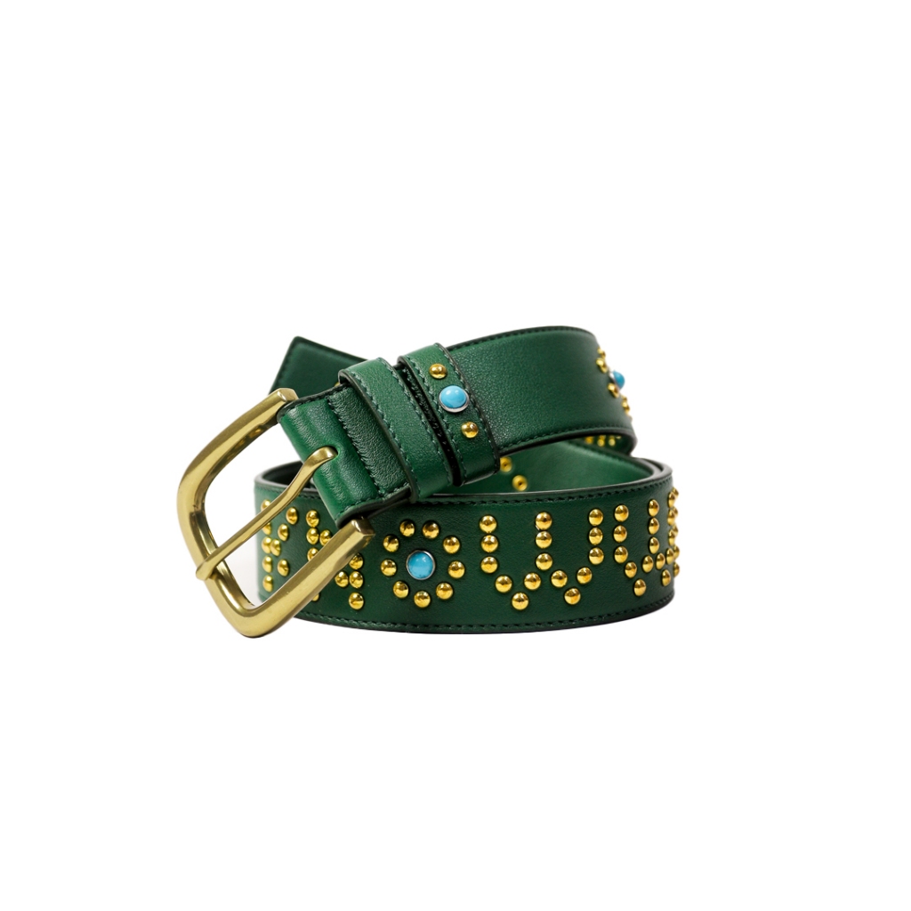 KNOWWHERE GOLD STUDDED GREEN BELT