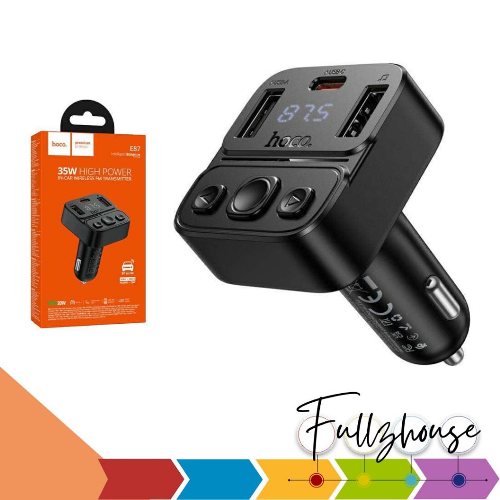 จัดส่งด่วน Hoco E87 Fast 35W Car Bluetooth FM Transmitter หัวชาร์จในรถพร้อมบลูทูธในตัว