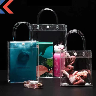 กระเป๋าใส ถุง กระเป๋า PVC มีหูหิ้ว มีปุ่ม ใส กันน้ำ