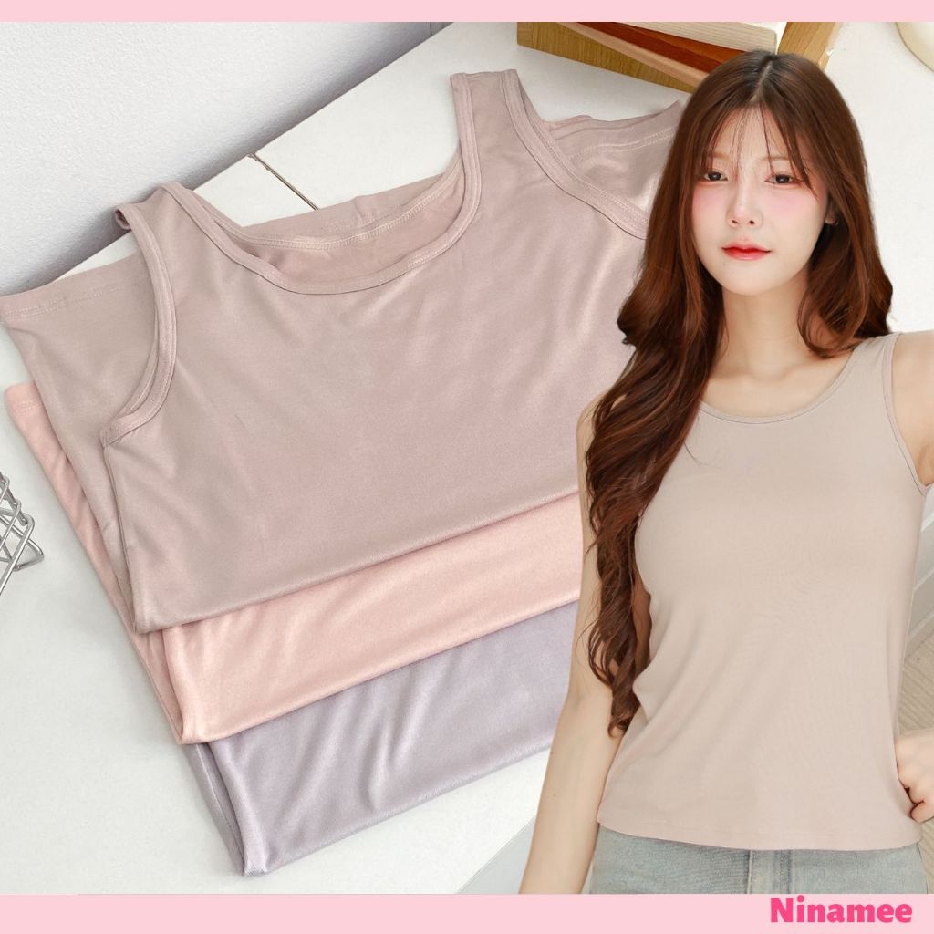 🍒 Ninamee เสื้อกล้ามพาสเทล อก 34-42 นิ้ว กล้ามผ้านิ่มระบายอากาศ เส้นใยทอแบบมีรูระบายอากาศ เน้นใส่สบายผ้ายืดหยุ่น #H8673