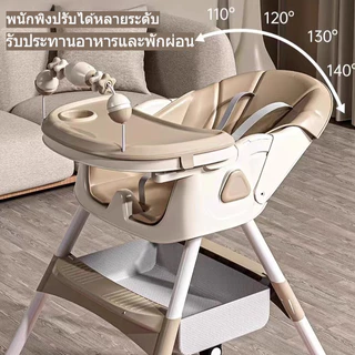 baby safety☁️ เก้าอี้กินข้าวเด็ก มัลติฟังก์ชัน เก้าอี้รับประทานอาหาร ปรับความสูงได้ พับเก็บได้