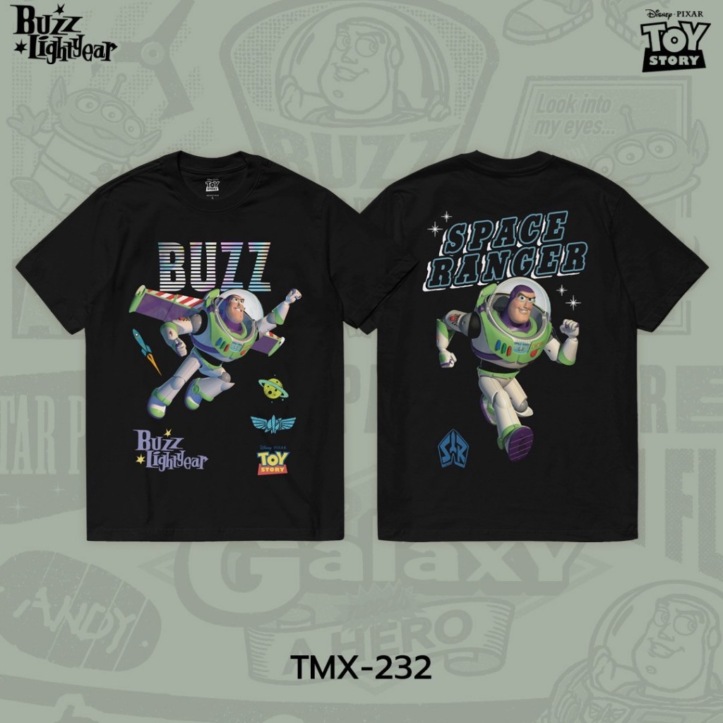 Power 7 Shop เสื้อยืดการ์ตูน ลาย "บัซ ไลท์เยียร์" จาก "Toy Story" ลิขสิทธิ์แท้ DISNEY “เทคนิคพิเศษ“(TMX-232)
