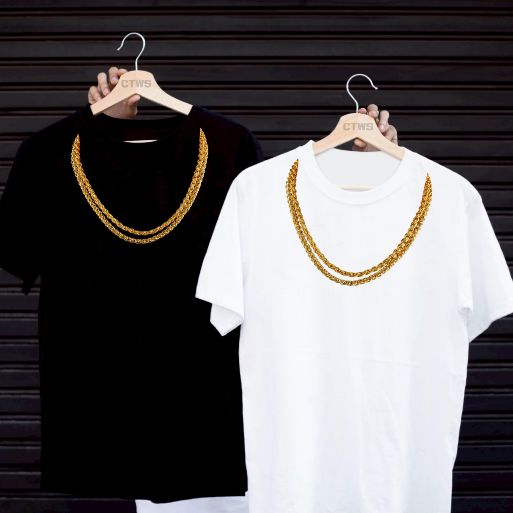 เสื้อยืดสกรีนลาย " สร้อยทอง 2 เส้น " เสื้อยืดผ้า MICRO POLYESTER 100% เสื้อยืดผ้าไมโครโพลีเอสเตอร์ 100%
