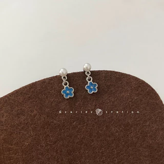 ✿ ต่างหูดอกไม้ตุ้งติ้ง; ต่างหูดอกไม้สีเงิน, ต่างหูดอกไม้สีน้ำเงิน