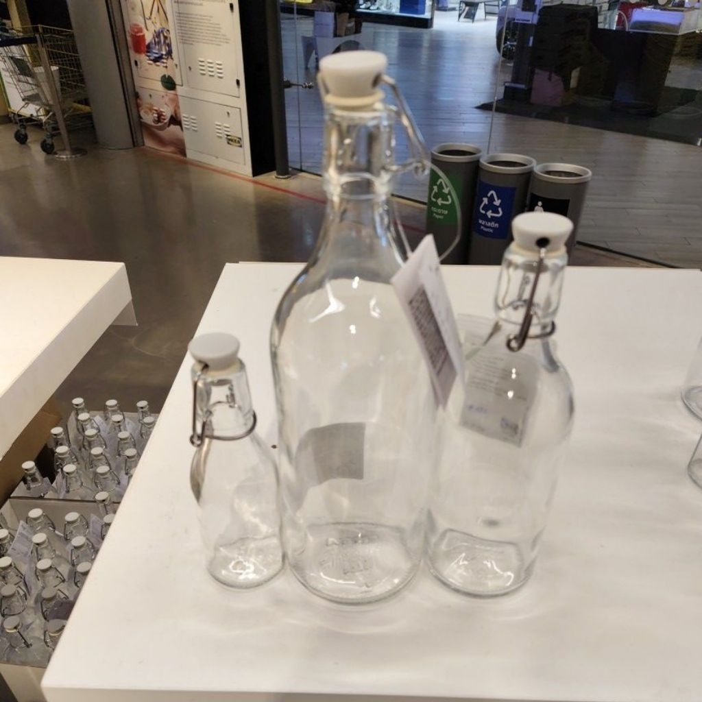 IKEA,แท้,ขวดน้ำอิเกีย,อีเกีย,ขวดแก้วมีจุกล็อก,korken,คอร์้เก้น